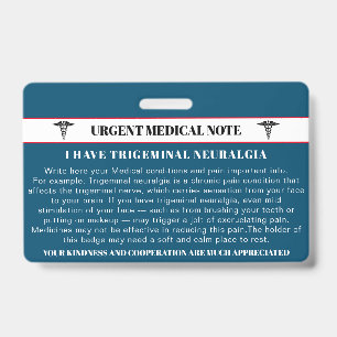 Trigeminale Neuralgie Nood Medische Kaart Badge