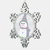 Trigender Pride Flag Sneeuwman Sneeuwman Tin Sneeuwvlok Ornament (Rechts)