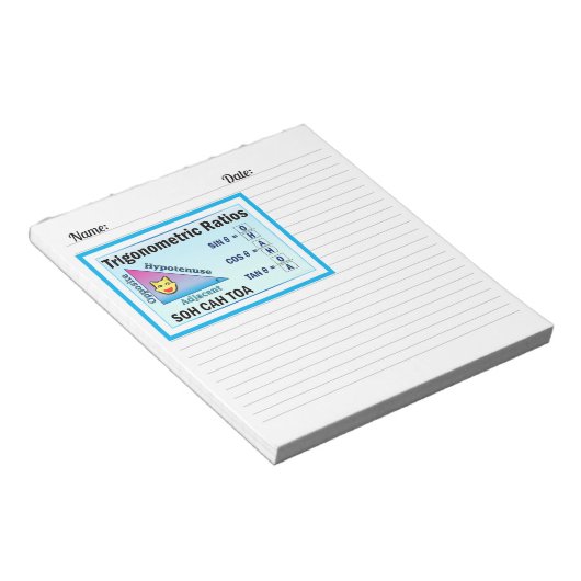 Trigonométrie SOH CAH TOA Bloc-notes bleu (Incliné)