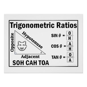 Trigonometrie SOH CAH TOA Klaslokaal Wit Poster Perfect Poster