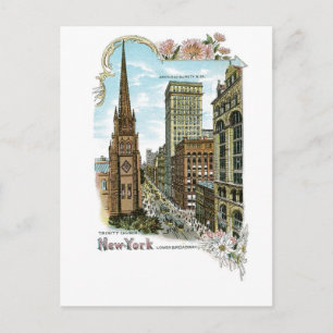 Triinity Church. New York, onderaan Broadway Briefkaart