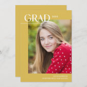 Trilgeel modern foto-verloopfeestje afstudeerfeest kaart (Voorkant / Achterkant)