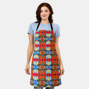 Triljaren Rood en Blauw Glas-in-Lood Geometrisch S Schort