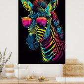 trillend en opvallend kleurrijk Zebra Poster (Keuken)