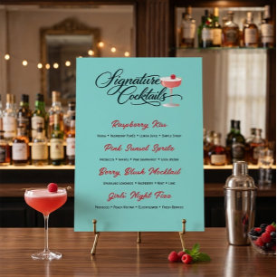 Trillend frambozen cocktail menubord poster