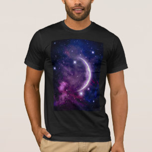 Trillend Paarse Sterrenstelsel Halvemaan Hemels T-shirt