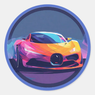 Trillend weergegeven sportwagen ronde sticker