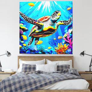 Trillend Zeeschildpad Droomlandschap Canvas Afdruk