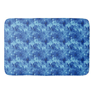 Trillende Blauwe Aquarel Bloemenset Handdoeken Badmat