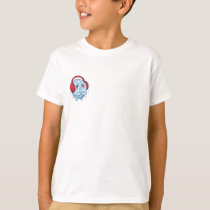 Trillende Blauwe Sneeuwvlok met Rode Oorbeschermer T-shirt