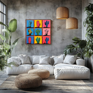 Trillende Cactus Pop Art Print voor een Speelse To