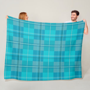 Trillende Cyaan Elektrisch Blauwe Geruite Esthetis Fleece Deken
