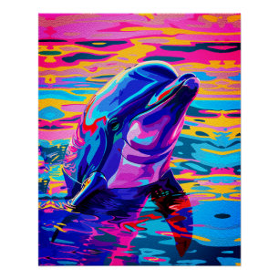 Trillende Dolfijn – Kleurrijke Oceaandroom Perfect Poster