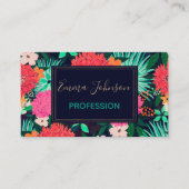  trillende Floral verf Navy-Blue Design Visitekaartje (Voorkant)
