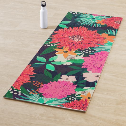 trillende Floral verf Navy-Blue Design Yogamat (In situ)