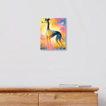 Trillende Greyhound-hond Abstract Impasto Canvas W