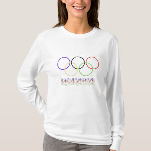 Trillende in elkaar grijpende ringen & golvende li t-shirt