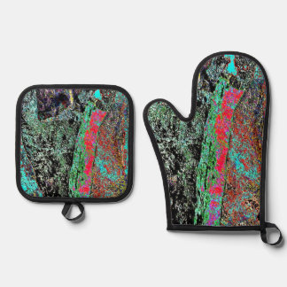 Trillende kleur pot holder en ovenhandschoen, Gete Ovenwant & Pannenlap Set