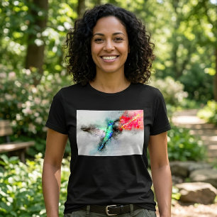 Trillende Kolibrie Aquarel Bloem Kunstprint T-shirt