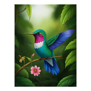 Trillende Kolibrie Tussen Bladeren Perfect Poster
