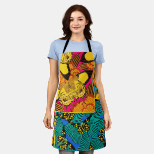 Trillende Maximalistische Roze & Turquoise Vlinder Schort