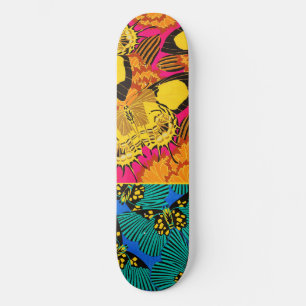 Trillende Maximalistische Roze & Turquoise Vlinder Skateboard
