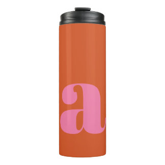 Trillende Mod Monogram Eerste Letter Roze Oranje Thermosbeker