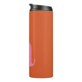 Trillende Mod Monogram Eerste Letter Roze Oranje Thermosbeker (Geroteerd rechts)