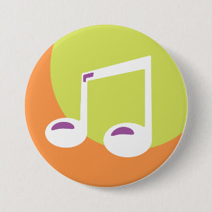 Trillende Muzieknoot Dubbele Achtste Ronde Button 7,6 Cm