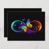 Trillende oneindigheid met regenboogvlinder op zwa bedankkaart (Voorkant / Achterkant)