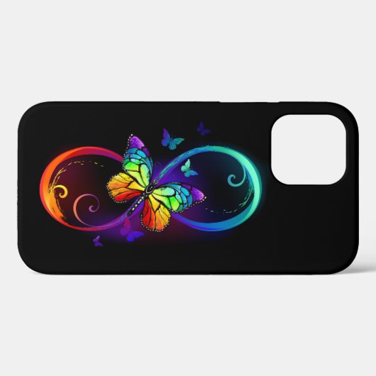 Trillende oneindigheid met regenboogvlinder op zwa Case-Mate iPhone case (Achterkant (horizontaal))