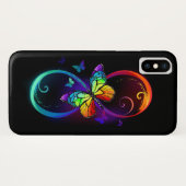 Trillende oneindigheid met regenboogvlinder op zwa Case-Mate iPhone case (Achterkant (horizontaal))