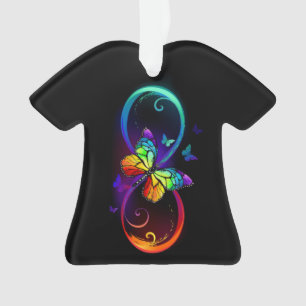 Trillende oneindigheid met regenboogvlinder op zwa ornament