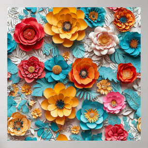 🌸 Trillende papieren bloem-origami regenboog bloe Poster