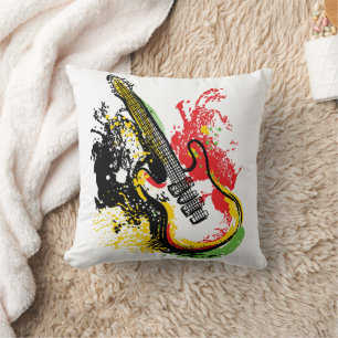 Trillende Retro Groove: Elektrische Gitaar Splash Kussen