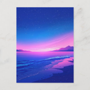 Trillende sterrennacht Roze strand Briefkaart