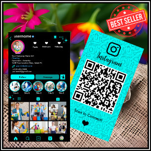 Trillende Turquoise Schoonmaakdienst Instagram QR Visitekaartje