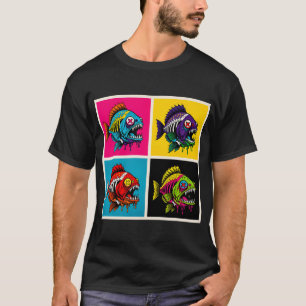Trillende X-Ogen Monster Vis Pop Art T-shirt