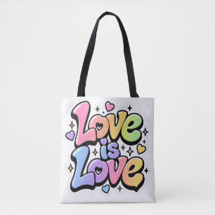 Trillende Y2K Regenboog Graffiti Love is Love Bood Draagtas
