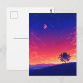 Trillende Zonsondergang Boom en Bloedmaan Briefkaart (Voorkant / Achterkant)