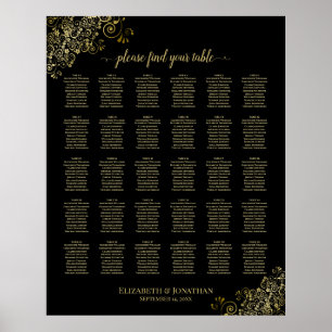 Trilles Or 30 Table Mariage Tableau de siège Noir