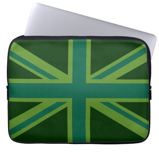 Trilliante Union Jack in Teal Laptop Sleeve (Voorkant)