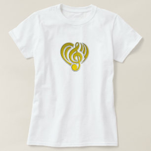 Trillingen Muzikale Liefde Gele Hart Muzieknoot DJ T-shirt
