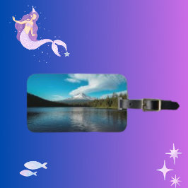 Trillium Lake Foto van Oregon USA Bagagelabel