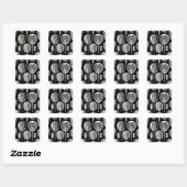 Trilobites and Fossils in Black and White Vierkante Sticker (Vel)