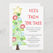 Trim de boom kerstfeest uitnodiging (Voorkant / Achterkant)