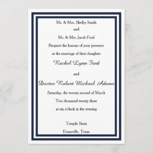 Trim double marine -5x7 Faire-part de mariage