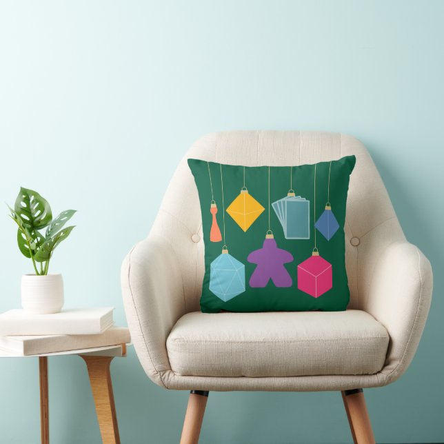 Trim the Tree with Board Games Square Throw Pillow Kussen (Stoel)