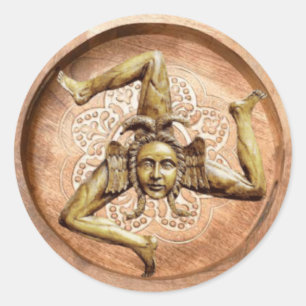 Trinacria-symbool van Sicilië (Faux Wood) Ronde Sticker