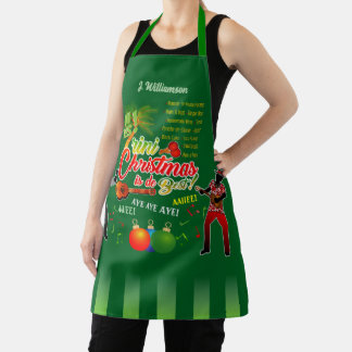 Trini Christmas Parranderos with Name on GREEN Schort